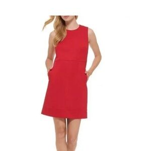 TOMMY HILFIGER Twill Pocket Shift Dress Chili Pepper
